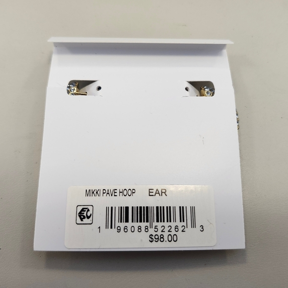 NWT Kendra Scott Mikki Gold Pave Hoop Earrings in Green Blue Ombre Mix - Picture 2 of 2